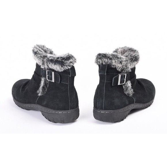 Khumbu Black Suede Insulated Bootie Faux Fur Lined Size 8 - Picture 7 of 7
